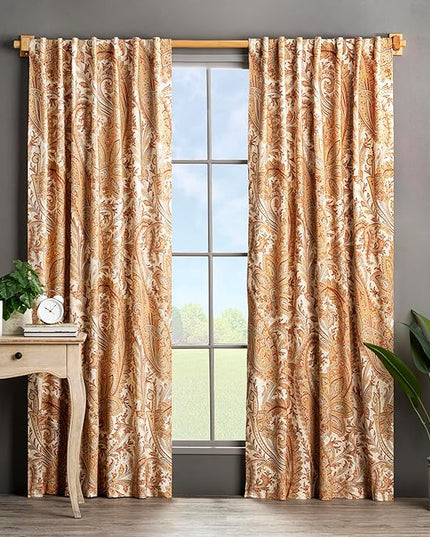 Maison d' Hermine Curtains for living room 100% Cotton 96 inch length One Panel Light Filtering Curtains for Bedroom Windows with rod and loop Pockets Drapes (Kashmir Paisley Multicolor, 50"W x 96"L)