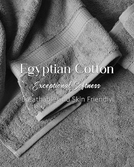 Superior Egyptian Cotton Pile Bath Towel Set of 2, Ultra Soft Luxury Towels, Thick Plush Essentials, Absorbent Heavyweight, Guest Bath, Hotel, Spa, Home Bathroom, Shower Basics, Charcoal