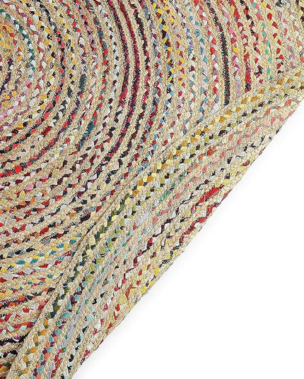 REDEARTH · Jute Cotton Chindi Area Rug - 8' Round Rug, Handwoven, Non-Shedding, Soft & Durable – Multi Tones for Home Décor in Living Room, Dining Room, Bedroom