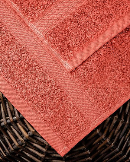 Superior Egyptian Cotton Pile 10 Piece Towel Set, Includes 2 Bath, 4 Hand, 4 Face Towels/Washcloths, Ultra Soft Luxury Towels, Thick Plush Essentials, Guest Bath, Spa, Hotel Bathroom, Coral