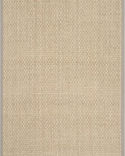 SAFAVIEH Area Rug 3x5 - Natural Fiber Collection - Natural & Grey, Seagrass, Basketweave Pattern with Border (NF114P)