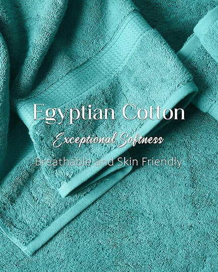 Superior Egyptian Cotton Pile 6 Piece Towel Set, Includes 2 Bath, 2 Hand, 2 Face Towels/Washcloths, Ultra Soft Luxury Towels, Thick Plush Essentials, Guest Bath, Spa, Hotel Bathroom, Turquoise