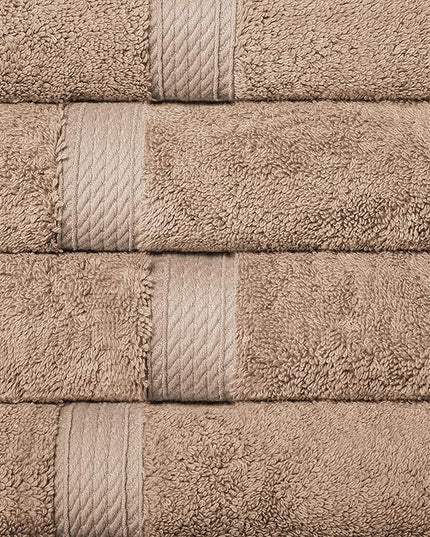 Superior Egyptian Cotton Pile 10 Piece Towel Set, Includes 2 Bath, 4 Hand, 4 Face Towels/Washcloths, Ultra Soft Luxury Towels, Thick Plush Essentials, Guest Bath, Spa, Hotel Bathroom, Latte