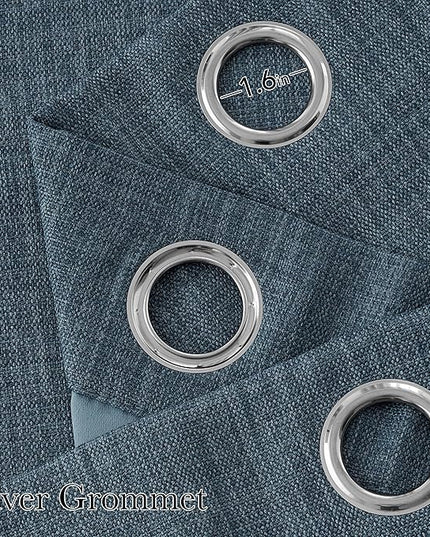 NICETOWN Faux Linen Mist Blue Blackout Curtains 84 inches Long for Living Room - Privacy Panels for Bedroom, Modern Farmhouse Style Easy Care Grommet Top, 2 Panels, W52 by L84