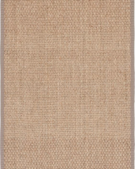 SAFAVIEH Area Rug 5x8 - Natural Fiber Collection - Natural & Grey, Seagrass, Basketweave Pattern with Border (NF114P)