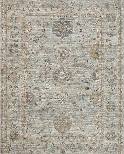 Loloi Magnolia Home by Joanna Gaines Millie Collection MIE-02 Sky/Gold 2'-7" x 10'-0", .25" Pile Height, Runner Rug