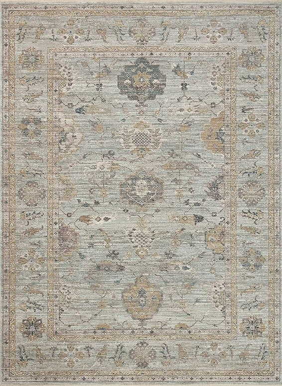Loloi Magnolia Home by Joanna Gaines Millie Collection MIE-02 Sky/Gold 2'-7" x 10'-0", .25" Pile Height, Runner Rug
