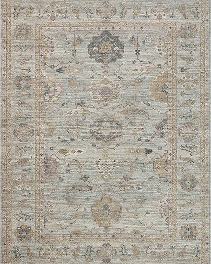 Loloi Magnolia Home by Joanna Gaines Millie Collection MIE-02 Sky/Gold 5'-3" x 7'-6", .25" Pile Height, Area Rug