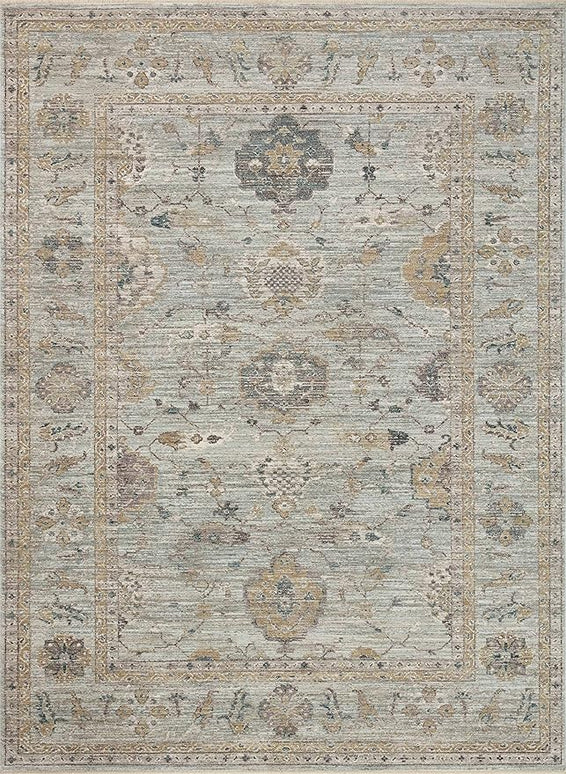 Loloi Magnolia Home by Joanna Gaines Millie Collection MIE-02 Sky/Gold 2'-3" x 3'-10", .25" Pile Height, Accent Rug