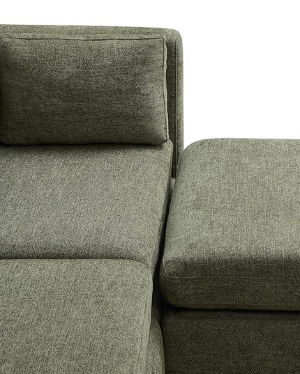 CHITA Modular Sectional Sofa, FSC Certified L Shaped Couch with Reversible Chaise, Modular Sectional Couch for Small Space, 78 Inch Width, 3 Seat Modular Sofa with Storage Ottoman, Moss Green