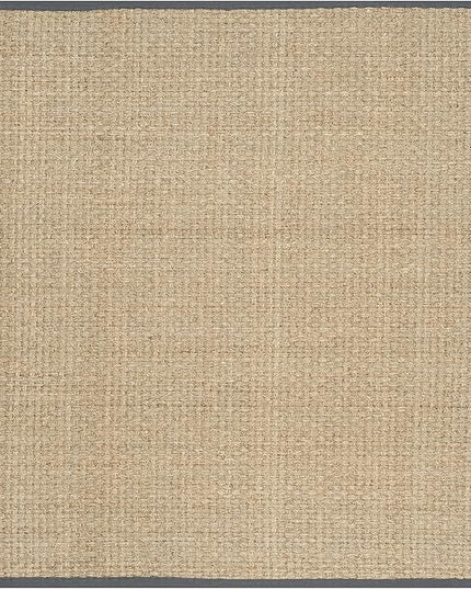 SAFAVIEH Area Rug 10' Square - Natural Fiber Collection - Large - Natural & Dark Grey, Seagrass, Basketweave Pattern with Border (NF114Q)