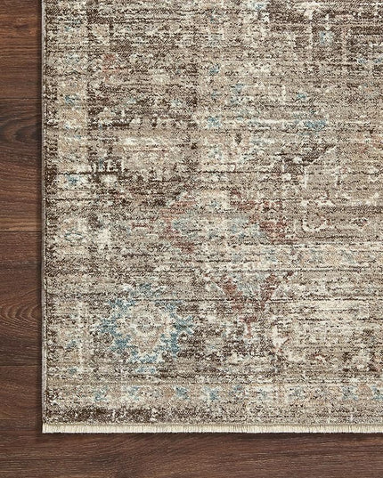 Loloi Magnolia Home by Joanna Gaines Millie Collection MIE-03 Charcoal/Dove 9'-6" x 9'-6", .25" Pile Height, Round Area Rug