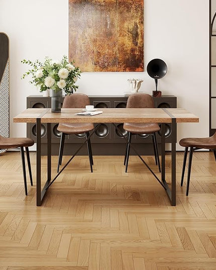 Dining Table Set for 4, Modern 55'' Wood Dinette Table Set for 4 with Fabric Dining Chairs,Table and Chairs Set of 4,Ideal for Kitchen Dining Room