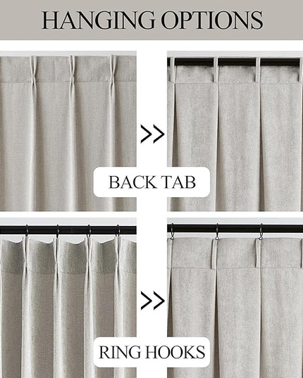 Vision Home Light Gray Pinch Pleated Light Filtering Curtains Velvet Chenille Window Curtain Panels 120 inch for Living Room Bedroom Semi-Blackout Grey Pinch Pleat Drapes with Hooks 10ft 36" Wx120Lx2