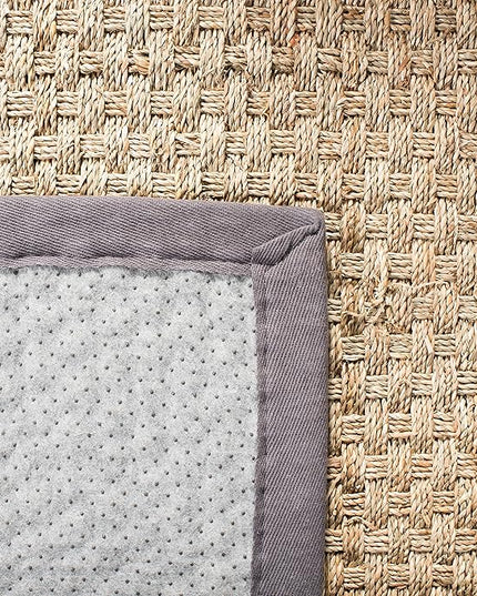 SAFAVIEH Natural Fiber Collection Area Rug - 2'6" x 4', Natural & Dark Grey, Seagrass, Basketweave Pattern with Border (NF114Q)