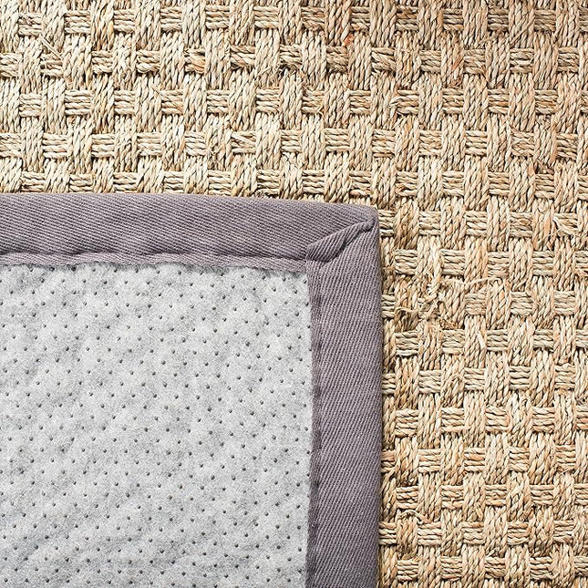 SAFAVIEH Natural Fiber Collection Area Rug - 2'6" x 4', Natural & Dark Grey, Seagrass, Basketweave Pattern with Border (NF114Q)