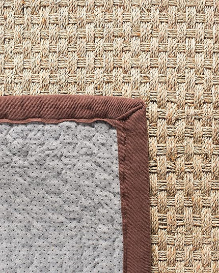 SAFAVIEH Natural Fiber Collection Runner Rug - 2'6" x 6', Natural & Dark Brown, Seagrass, Basketweave Pattern with Border (NF114K)